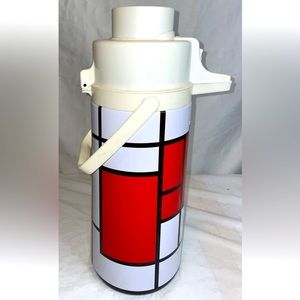 Air Pump Pot Thermos Pump Drink Dispenser Vintage Red And White